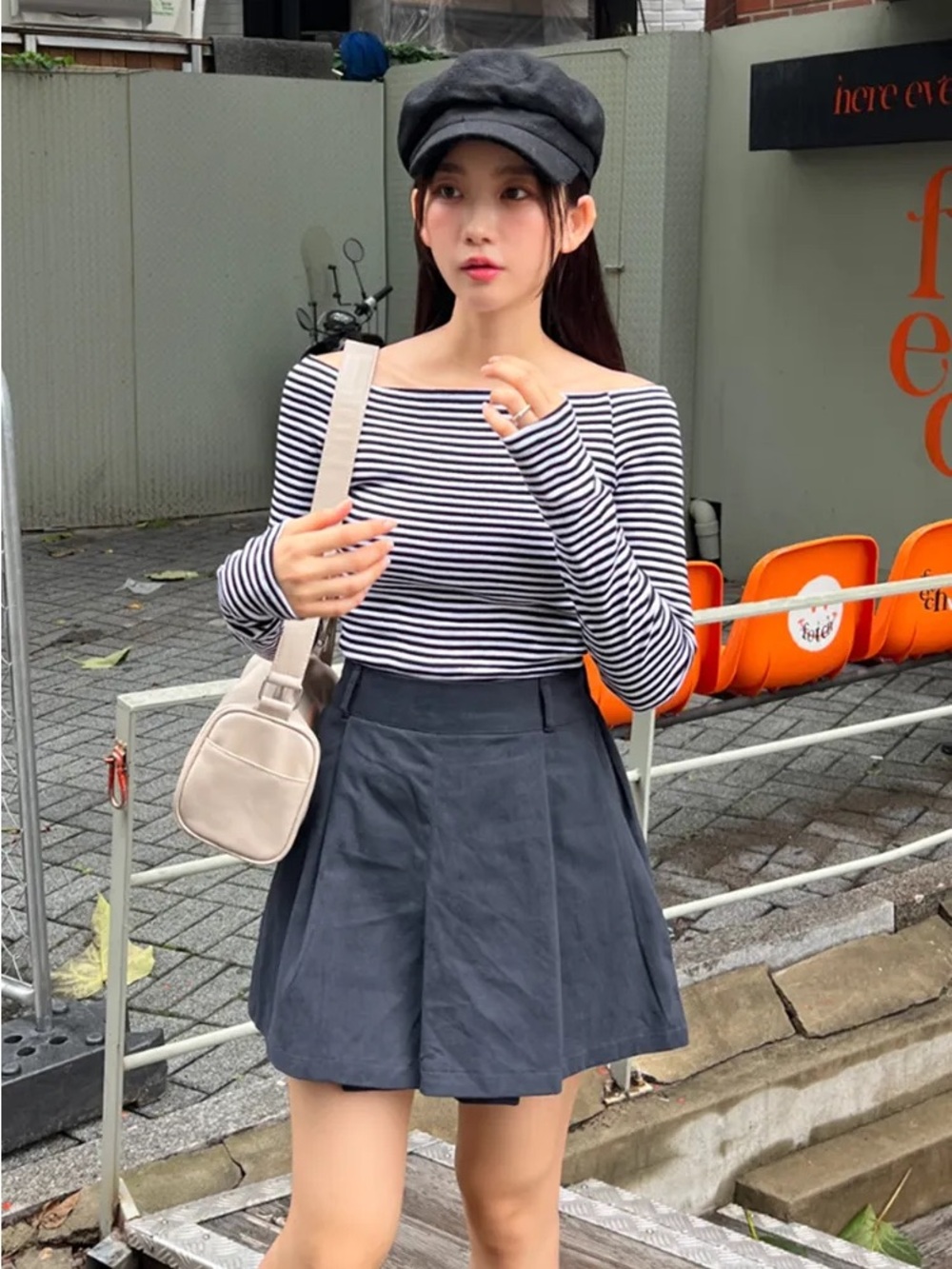 Striped Long Sleeve Off The Shoulder